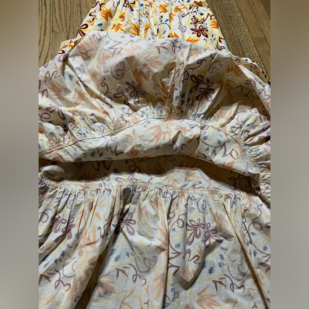 A.L.C. Floral Spaghetti-Strap Midi Dress in White, Yellow, Orange - Picture 7 of 7
